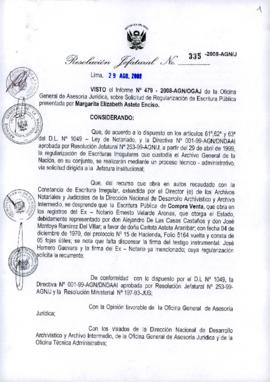 Resolución Jefatural N° 335-2008-AGN/J