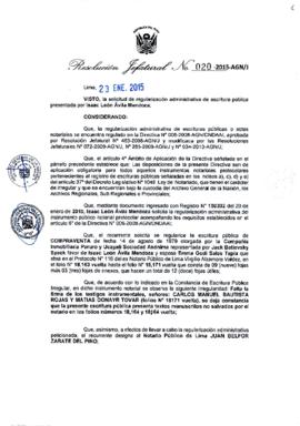 Resolución Jefatural N° 020-2015-AGN/J