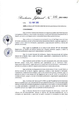 Resolución Jefatural N° 232-2013-AGN/J