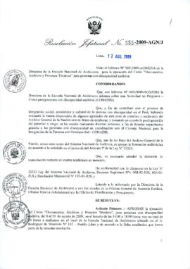 Resolución Jefatural N° 353-2009-AGN/J