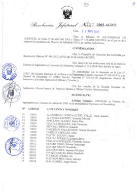 Resolución Jefatural N° 123-2003-AGN/J