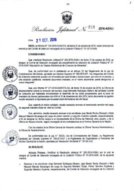 Resolución Jefatural N° 210-2016-AGN/J