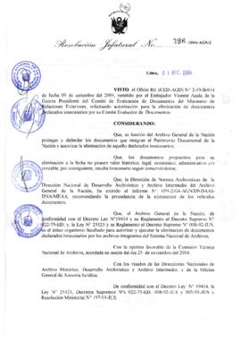 Resolución Jefatural N° 396-2004-AGN/J