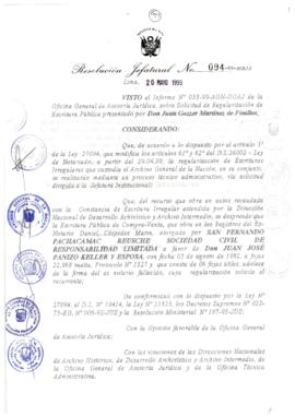 Resolución Jefatural N° 094-1999/AGN/J