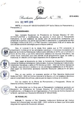Resolución Jefatural N° 081-2019-AGN/J