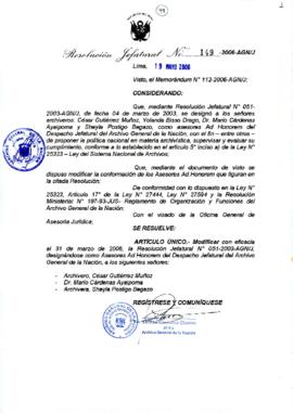 Resolución Jefatural N° 149-2006-AGN/J