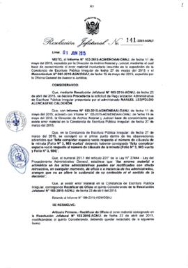 Resolución Jefatural N° 141-2015-AGN/J
