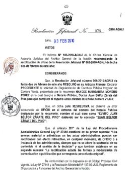 Resolución Jefatural N° 076-2010-AGN/J