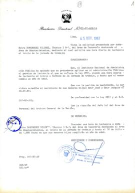 Resolución Directoral N° 73-87-AGN-OA