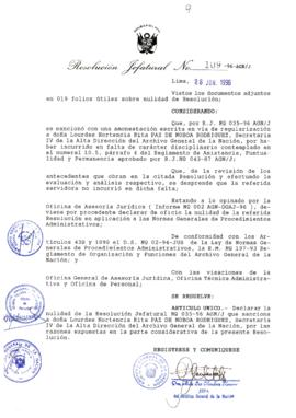 Resolución Jefatural N° 109-1996/AGN/J
