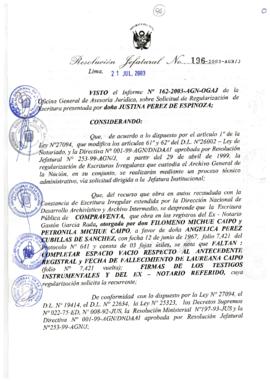 Resolución Jefatural N° 196-2003-AGN/J