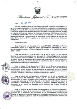 Resolución Jefatural N° 212-2014-AGN/J