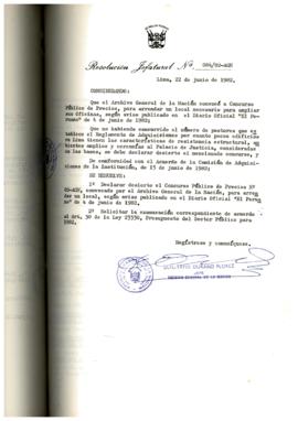 Resolución Jefatural N° 084-1982/AGN/J