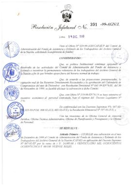 Resolución Jefatural N° 391-1999/AGN/J