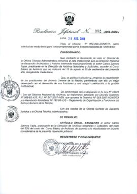 Resolución Jefatural N° 382-2009-AGN/J