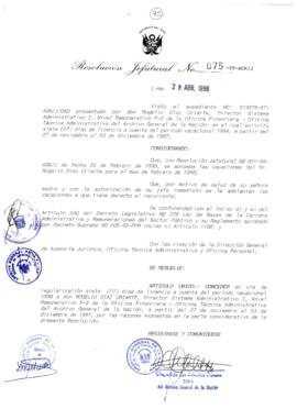 Resolución Jefatural N° 075-1998/AGN/J