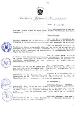 Resolución Jefatural N° 094-1994/AGN/J