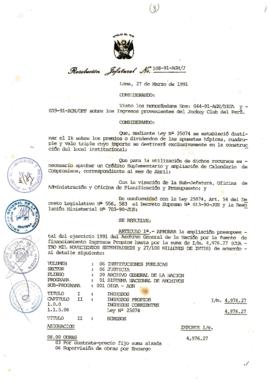 Resolución Jefatural N° 108-1991/AGN/J