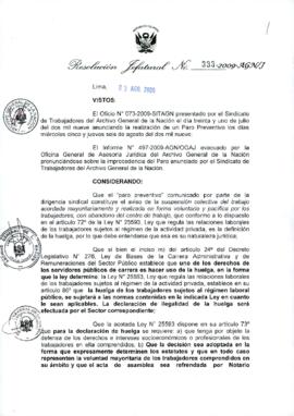 Resolución Jefatural N° 333-2009-AGN/J