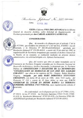 Resolución Jefatural N° 038-2003-AGN/J