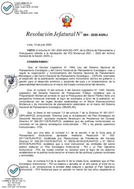 Resolución Jefatural N° 084-2020-AGN/J