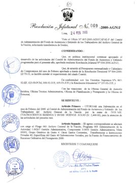 Resolución Jefatural N° 069-2000/AGN/J