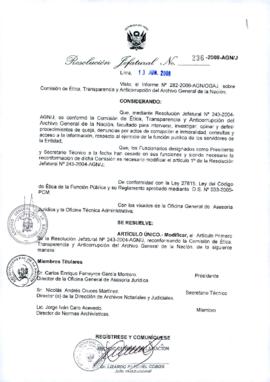 Resolución Jefatural N° 236-2008-AGN/J