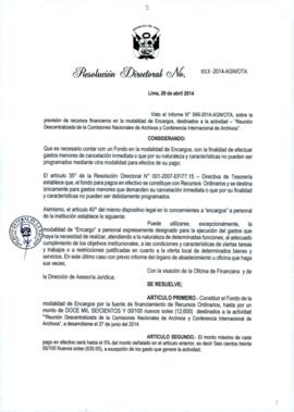 Resolución Directoral N° 013-2014-AGN/OTA