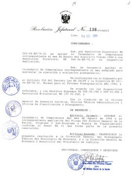 Resolución Jefatural N° 138-1994/AGN/J