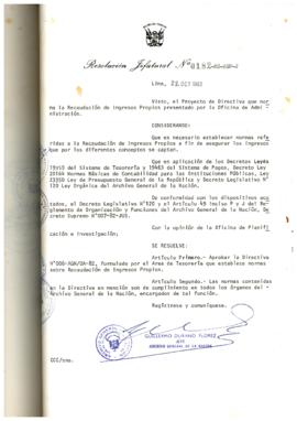 Resolución Jefatural N° 182-1982/AGN/J