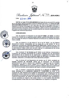 Resolución Jefatural N° 218-2016-AGN/J