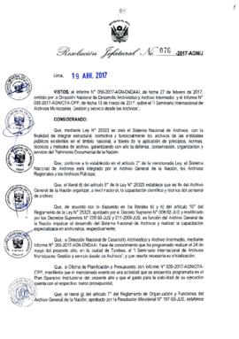 Resolución Jefatural N° 076-2017-AGN/J