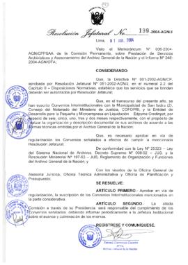 Resolución Jefatural N° 199-2004-AGN/J