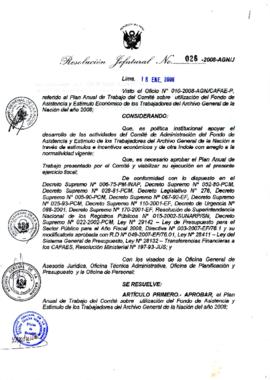 Resolución Jefatural N° 026-2008-AGN/J