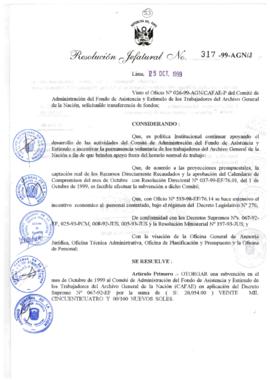 Resolución Jefatural N° 317-1999/AGN/J