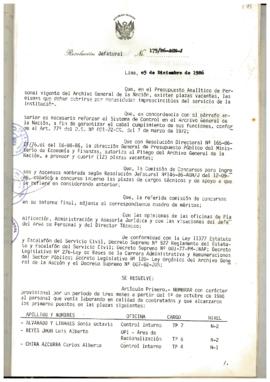 Resolución Jefatural N° 175-1986/AGN/J
