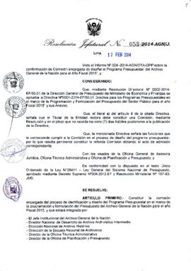 Resolución Jefatural N° 058-2014-AGN/J