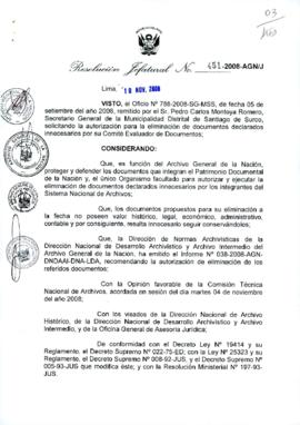 Resolución Jefatural N° 451-2008-AGN/J