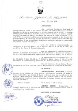 Resolución Jefatural N° 096-1998/AGN/J