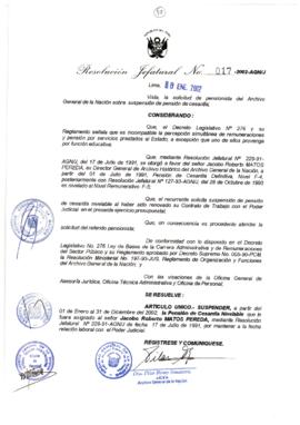 Resolución Jefatural N° 017-2002/AGN/J