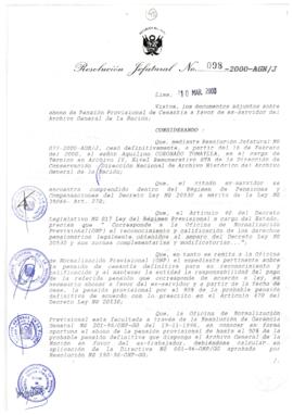 Resolución Jefatural N° 098-2000/AGN/J