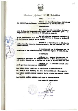 Resolución Jefatural N° 211-1984/AGN/J