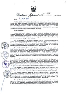 Resolución Jefatural N° 226-2019-AGN/J