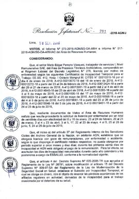 Resolución Jefatural N° 211-2018-AGN/J