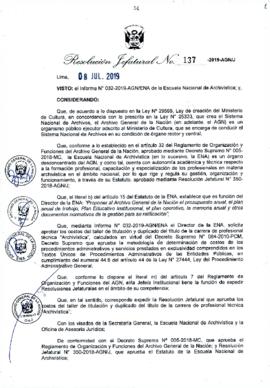 Resolución Jefatural N° 137-2019-AGN/J