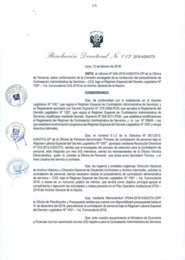 Resolución Directoral N° 012-2018-AGN/OTA