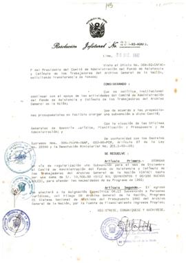 Resolución Jefatural N° 235-1992/AGN/J