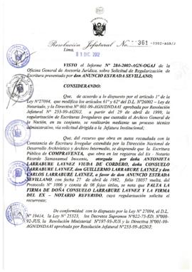 Resolución Jefatural N° 361-2002/AGN/J