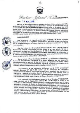Resolución Jefatural N° 221-2016-AGN/J