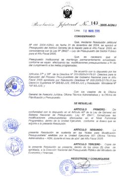 Resolución Jefatural N° 143-2005-AGN/J